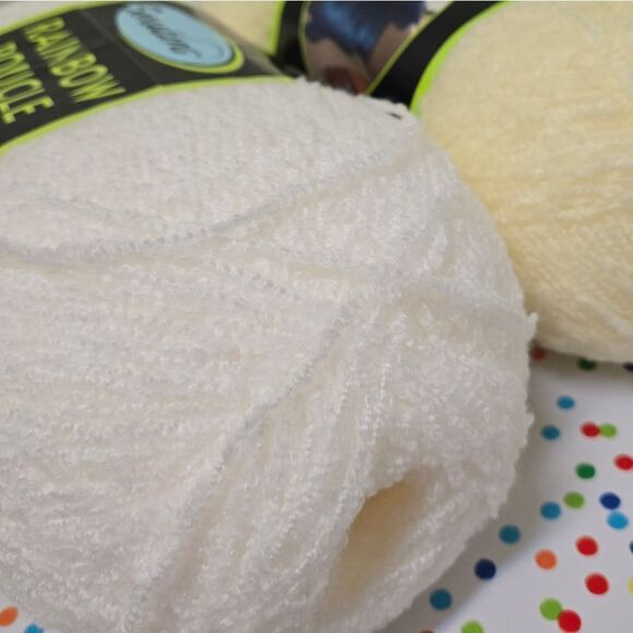 Sensations Rainbow Boucle Yarn in Cream and White - Picture 2 of 8